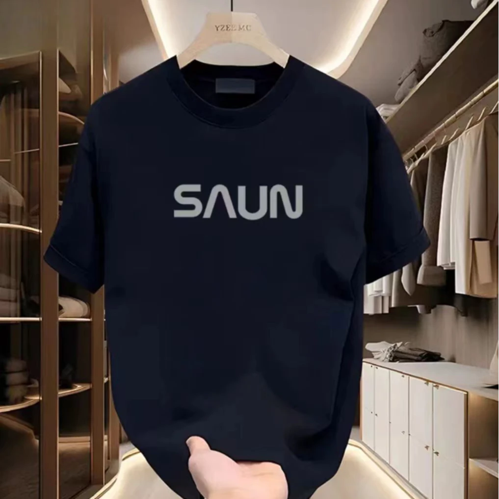 雅鹿男装T恤男夏季时尚百搭宽松印花韩版袖圆领白t恤白色个性潮流