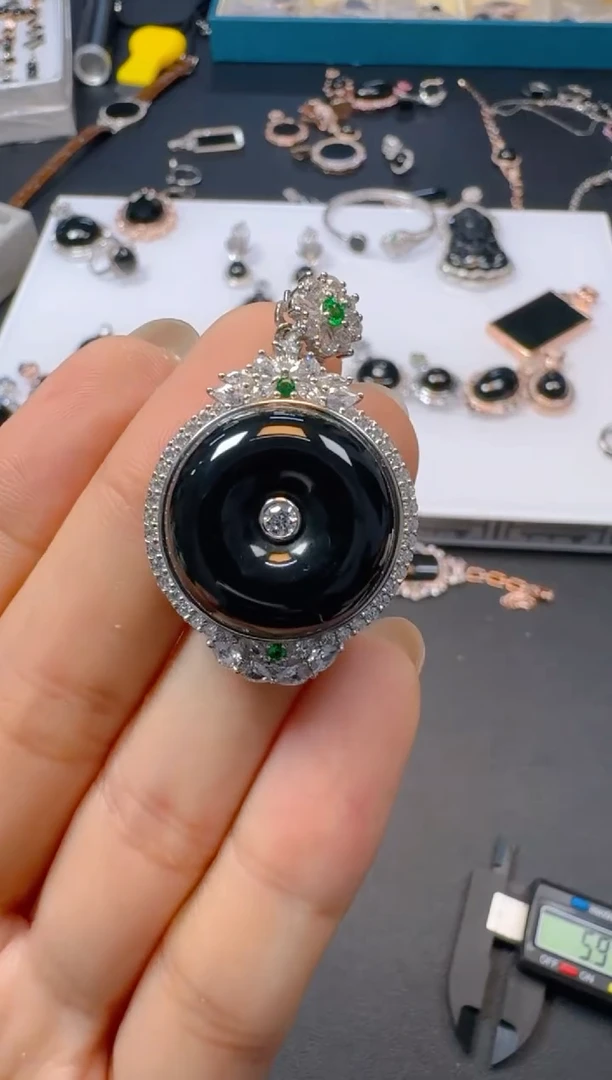 吊坠(不含链)银S925镶嵌翡翠多样性团购发一件