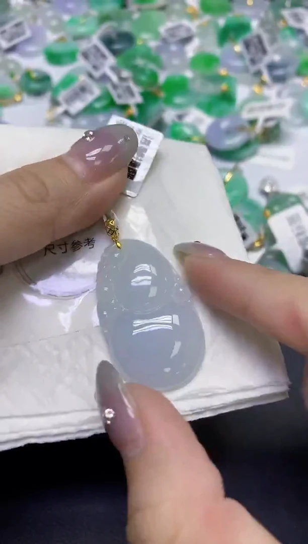 颈饰18K金镶嵌翡翠天然缅甸翡翠A货百元以上9元证书费自理