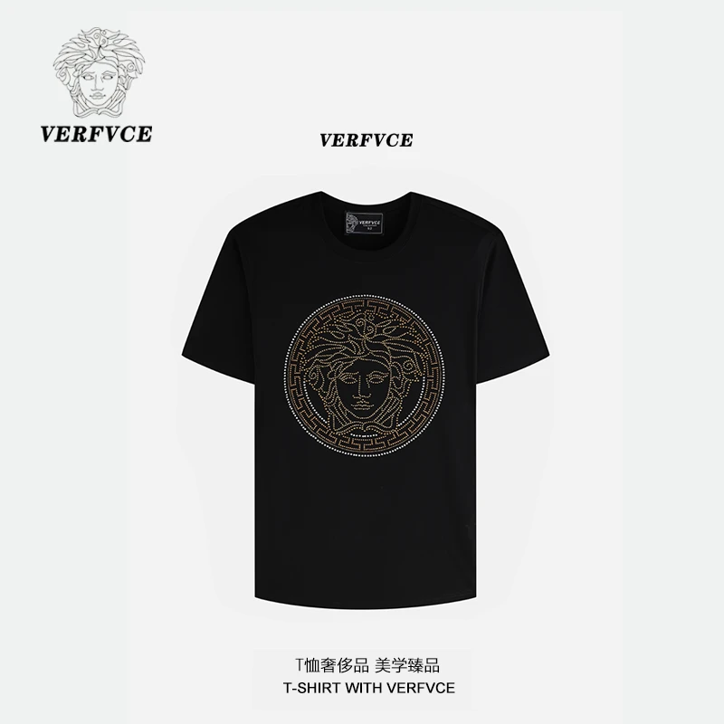 VERFVCE/Sirius圆领上衣高档半袖款爆款短袖黑色t恤男恤2025烫钻