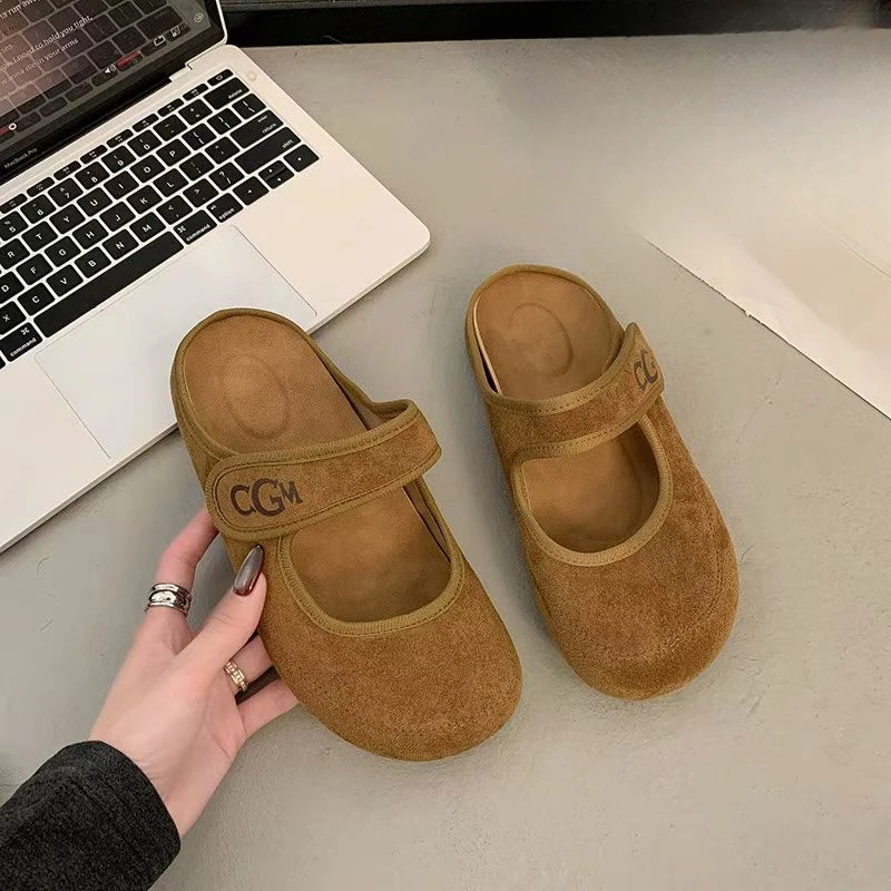 （柚子同款）夏款一脚蹬休闲包头半拖100-15