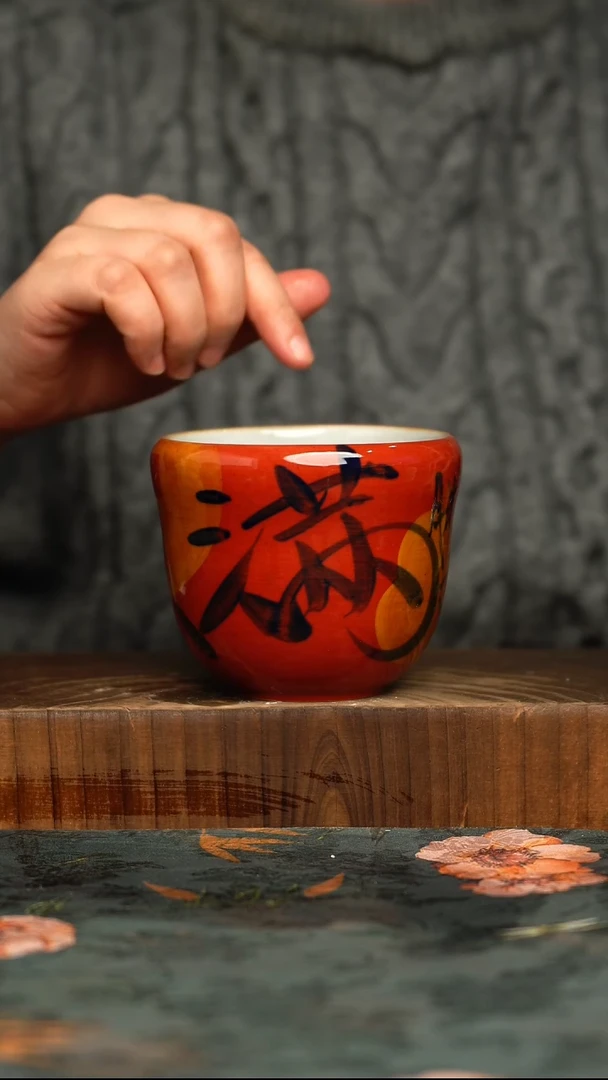杯釉下彩手工手绘同款陶器