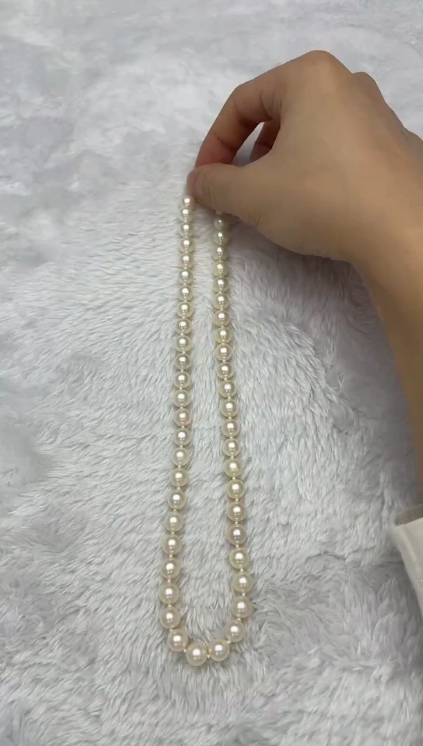 项链银S925镶嵌海水珍珠AK羽皇金8-8.5mm