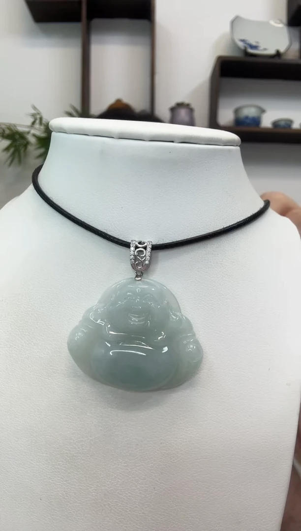 颈饰银S925镶嵌翡翠佛公
