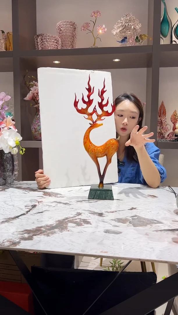 黄铜火焰鹿摆件 现货
