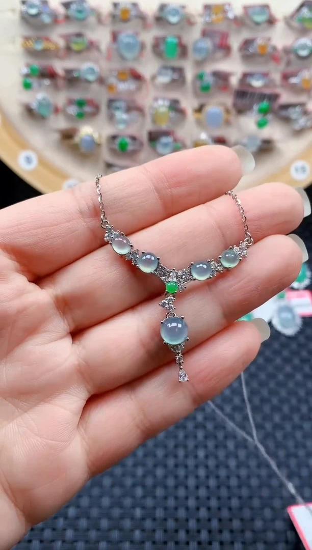 银S925镶嵌戒指翡翠天然A货缅甸翡翠