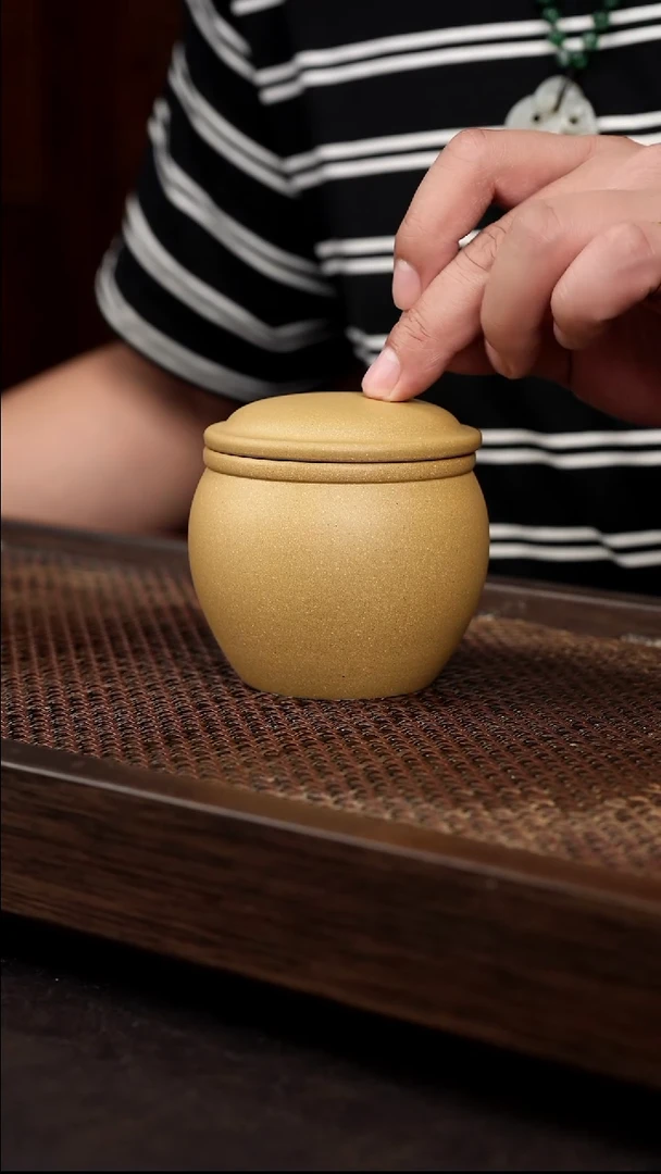 茶壶紫砂黄金段大缸茶叶罐