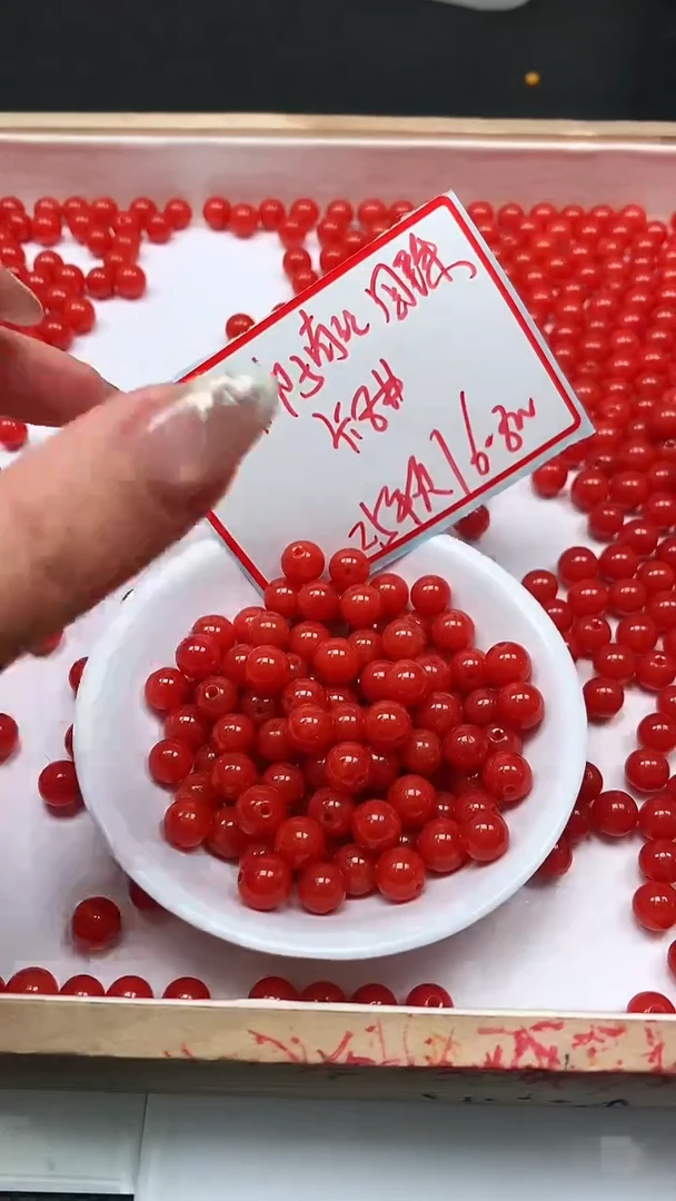 未镶嵌散珠南红玛瑙L436 柿子南红8mm25个6.8元