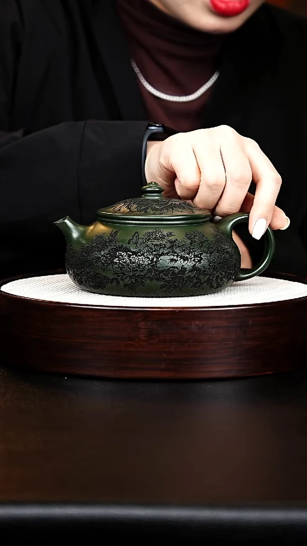 茶壶紫砂寒江绿泥