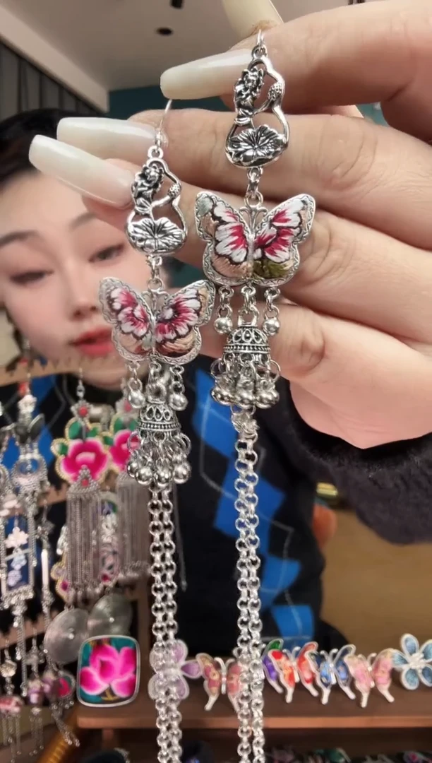 刺绣纯手工民族风刺绣耳环