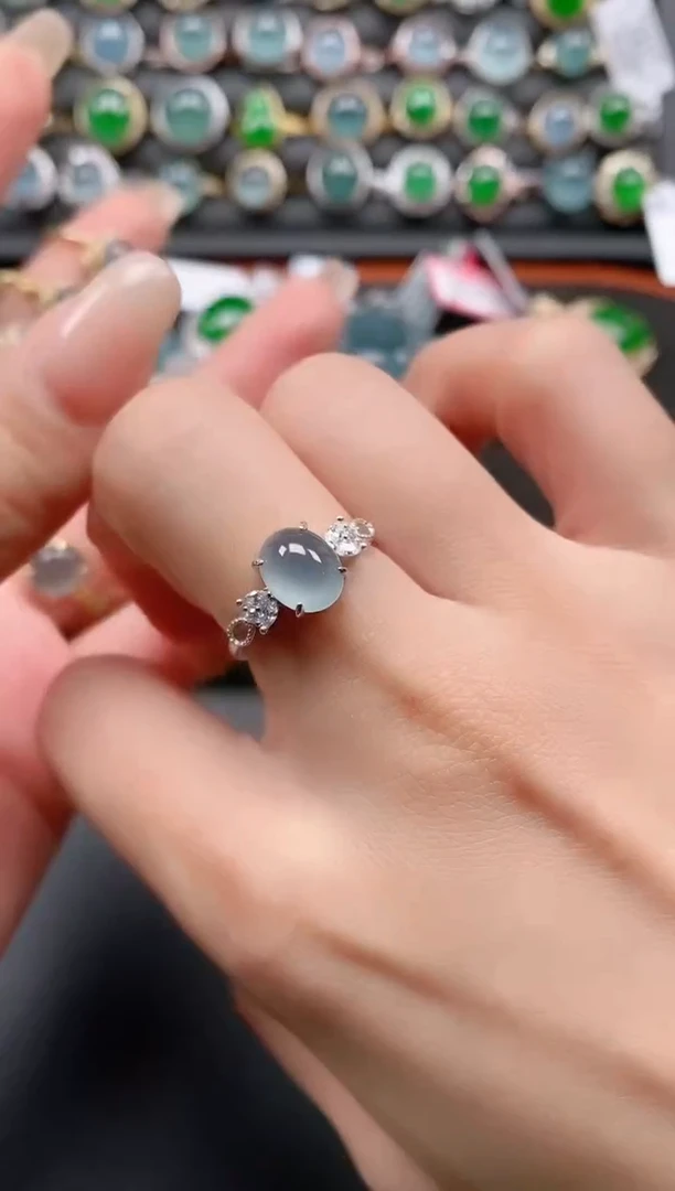 银S925镶嵌戒指翡翠111