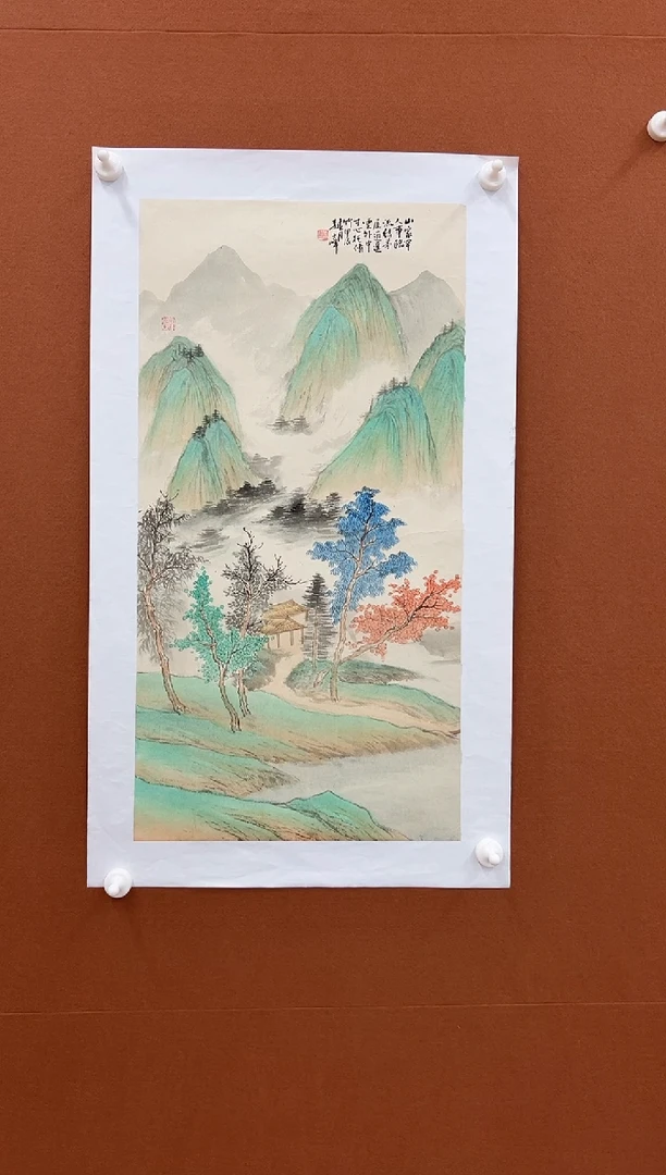 国画李文峰四尺四开仿古青绿山水