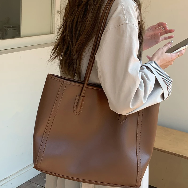 复古大容量包女包包2025新款潮韩版百搭托特包时尚单肩通勤包