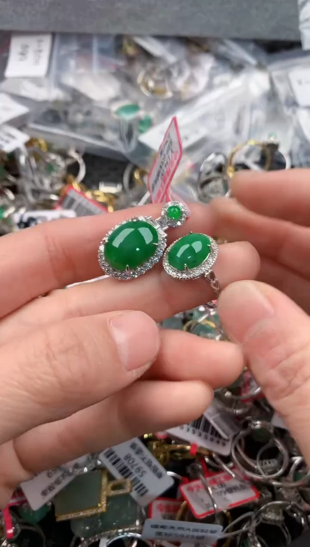 银S925镶嵌戒指翡翠1                          9