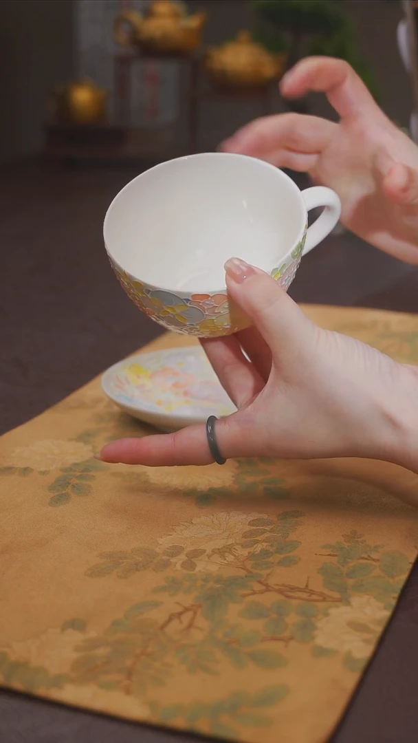 茶杯紫砂【宜景窑梦幻花神系列】杯子带把