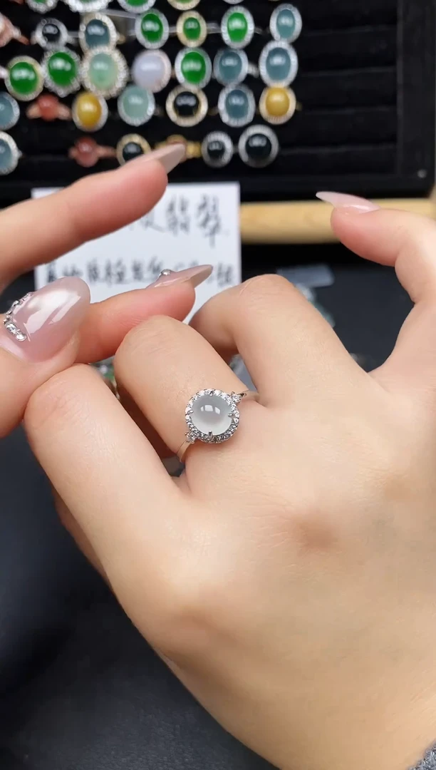 银S925镶嵌戒指翡翠25838