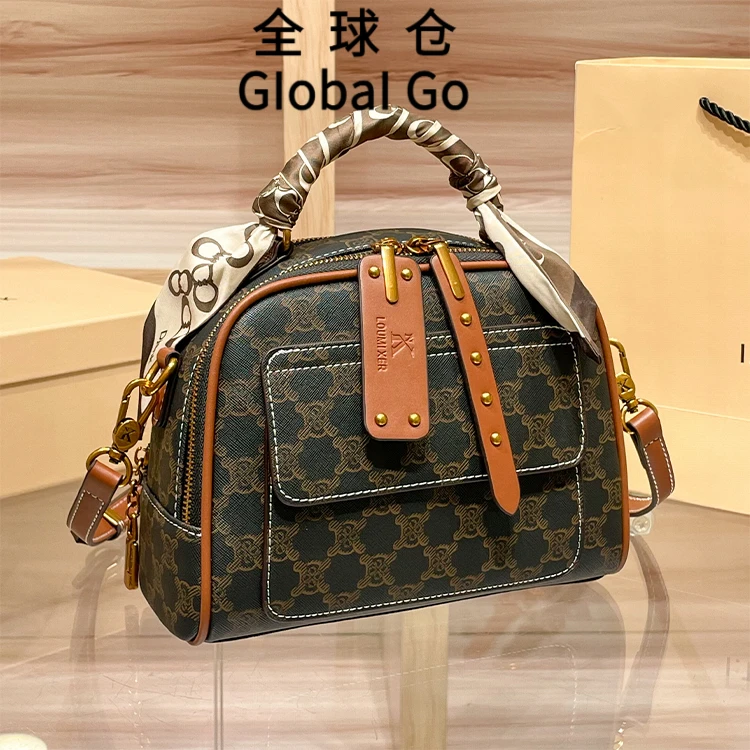 全球仓Global Go 小圆包2025新款高级感小众真皮女包斜挎小方包