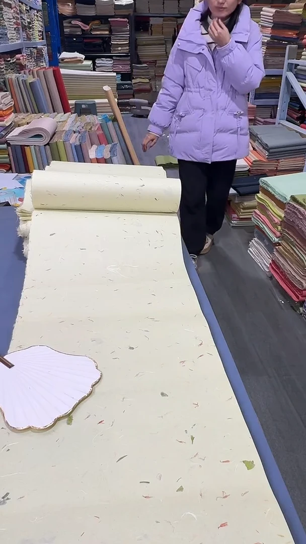 纯手工30*180cm25张西柚黄茶叶红花丝绒楮皮笺