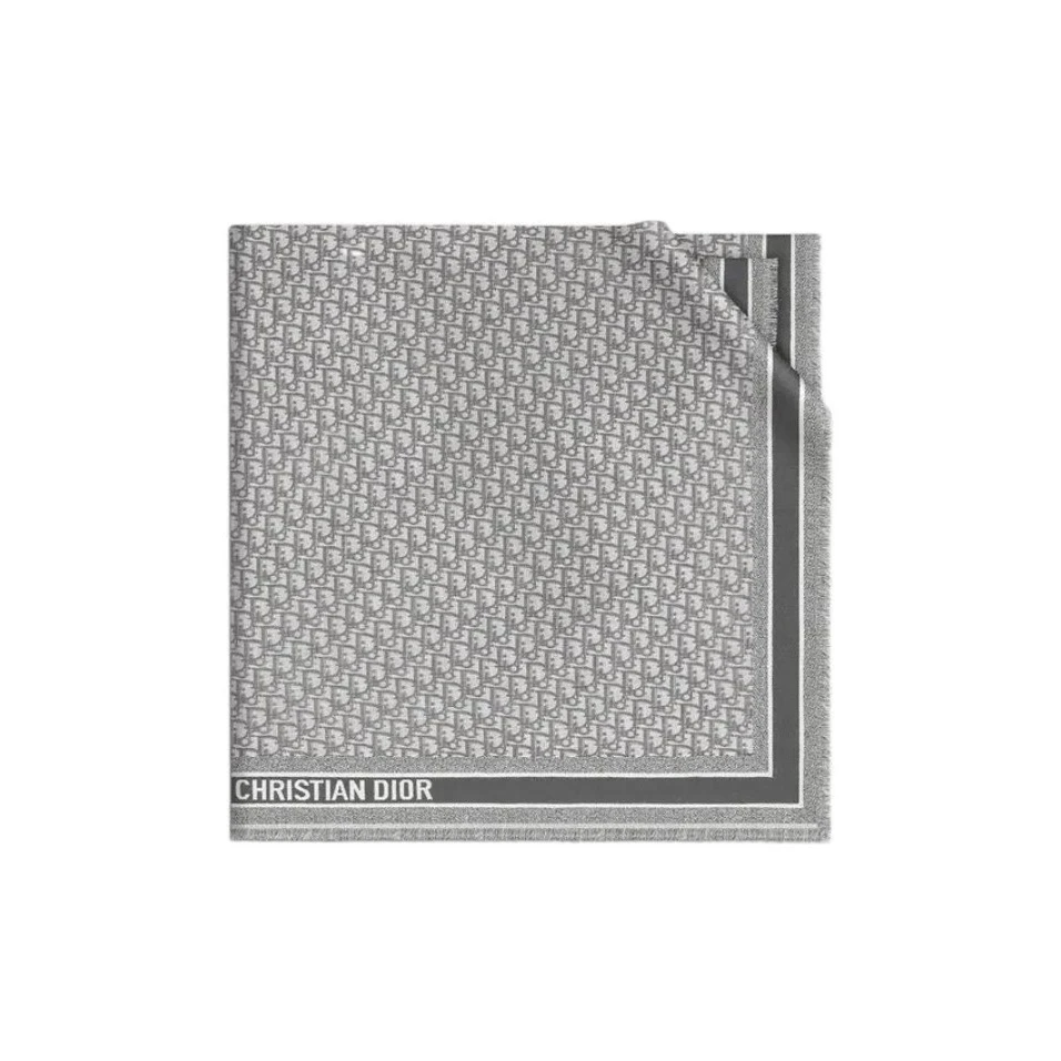 未使用 DIOR/迪奥 【黑黑】老花LOGO 披肩 灰色
