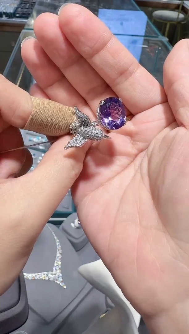 银S925镶嵌戒指紫晶011