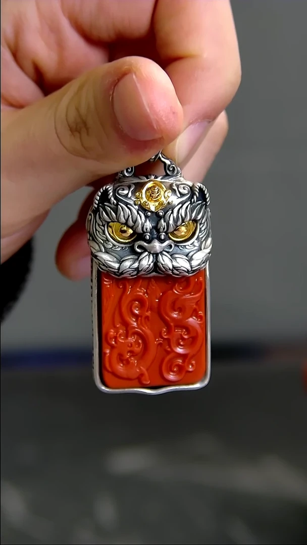 银S925镶嵌雕刻南红玛瑙003ZB1224产品一个