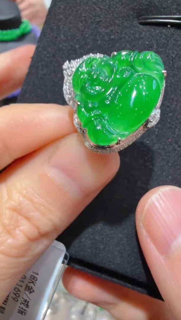 18K金镶嵌戒指翡翠多样性团购发一件