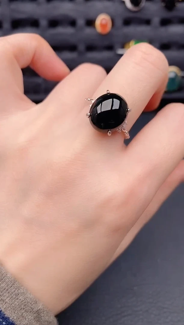 银S925镶嵌戒指翡翠天然a货翡翠275