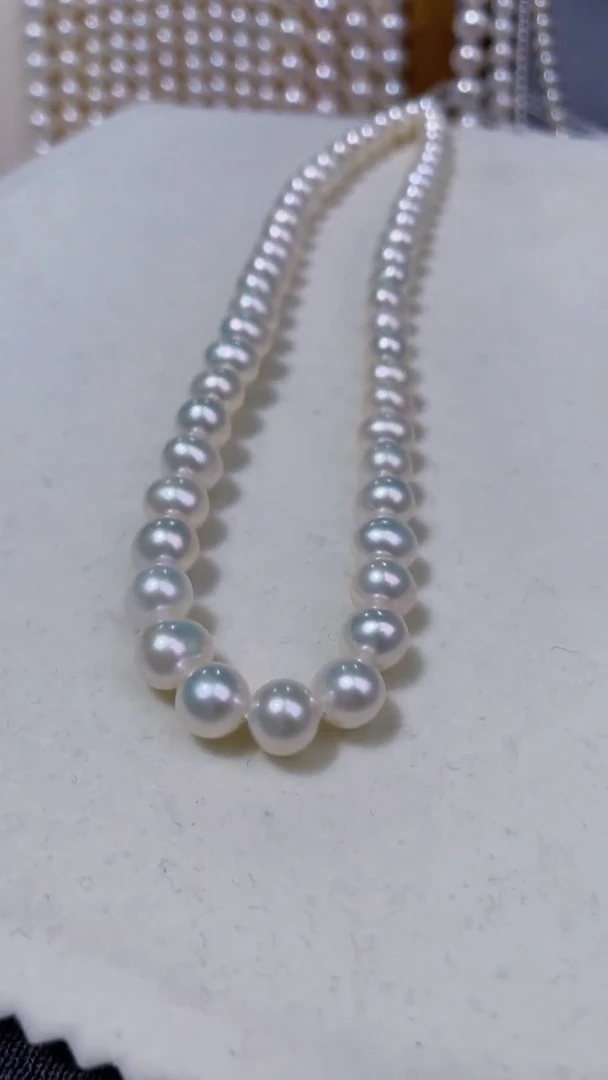 【闪购商品】淡水珍珠项链银S925镶嵌7.5-8.5mm
