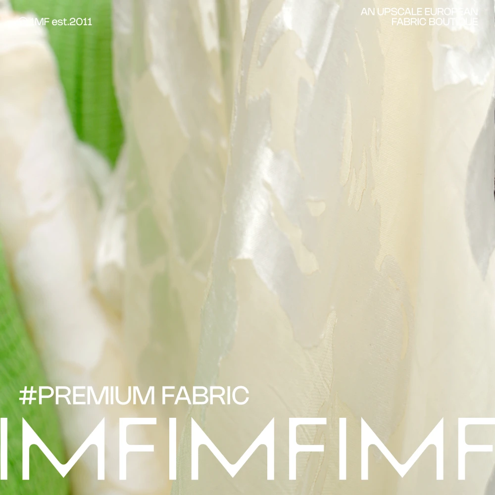 G&CC面料  真丝米杏色烧花面料 幅宽140CM 45G/M 法国直邮进口