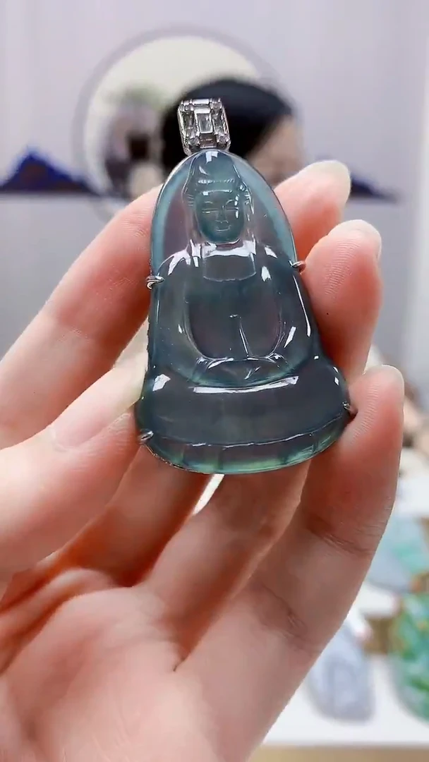 未镶嵌定制翡翠4852zm-毛货挂件观音85