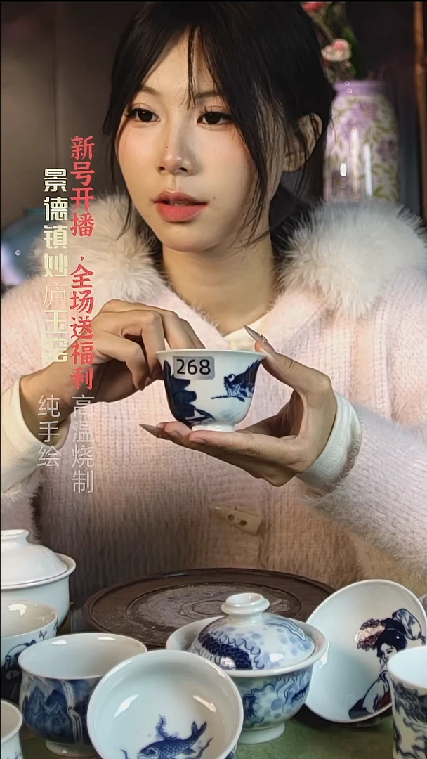 盘陶妙庐玉窑铃铛杯268微瑕