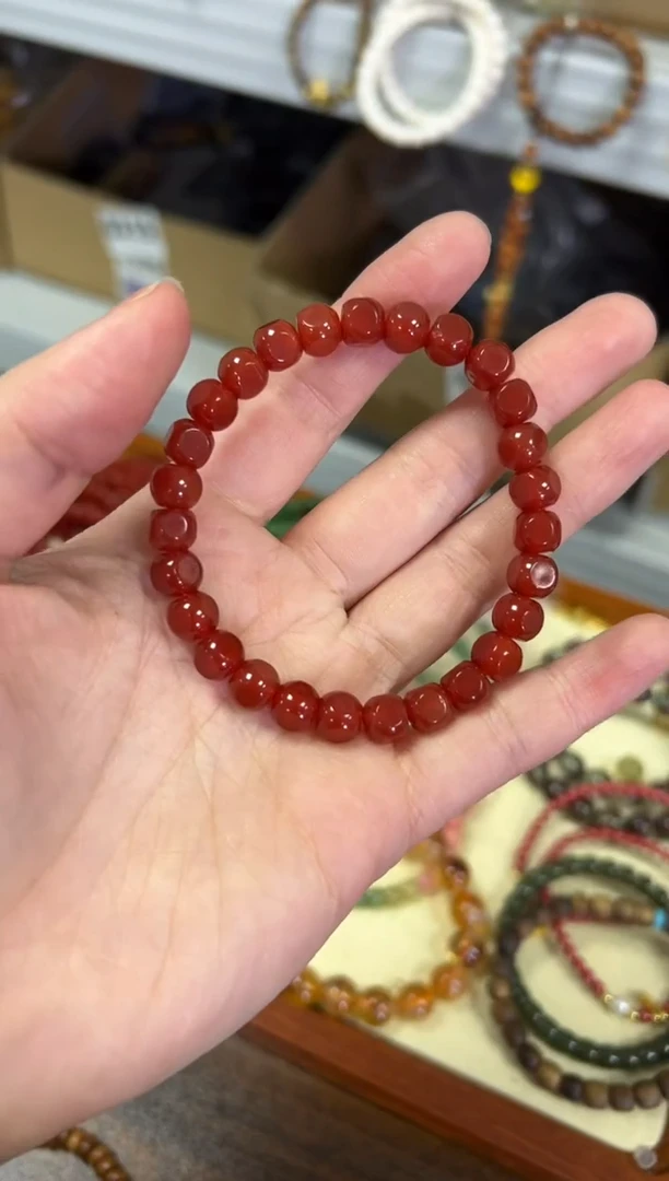 【闪购商品】玛瑙/玉髓手链未镶嵌四方筛子冰红玛瑙手串[1530]