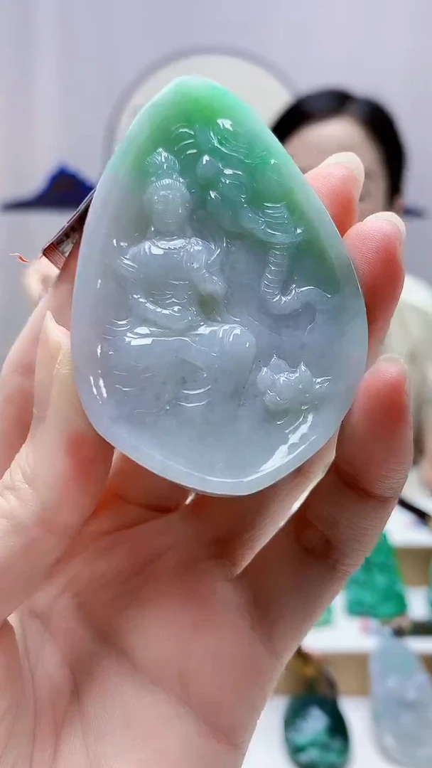 未镶嵌定制翡翠4852zm-毛货挂件120普贤