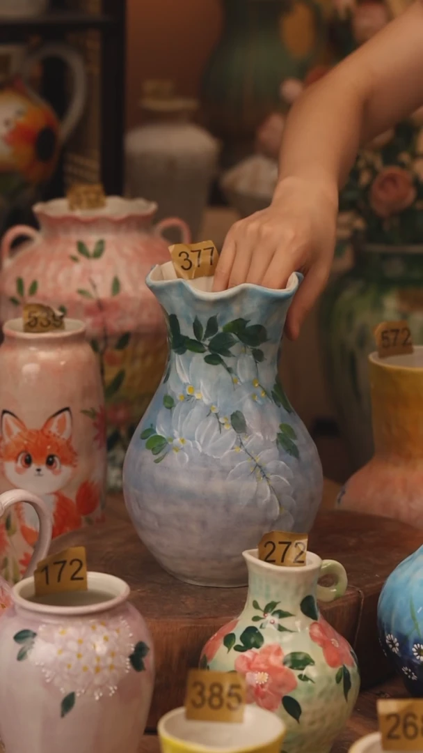 陶瓷377景德镇设计师手作花器摆件侘寂风