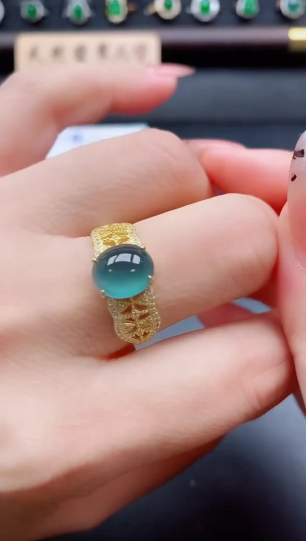 银S925镶嵌戒指翡翠1