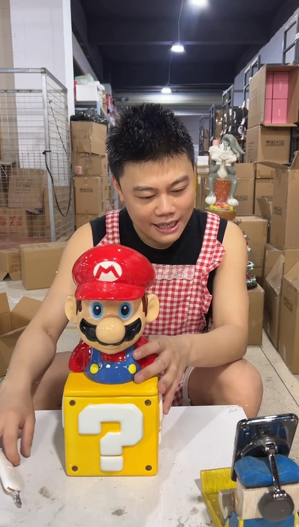 瓷片马里奥问号罐一套