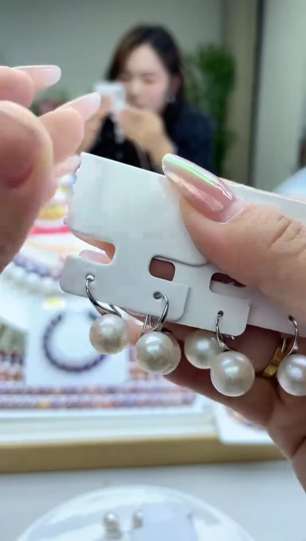 未镶嵌耳饰淡水珍珠11-12mm白珠高跟鞋(多样性发一）