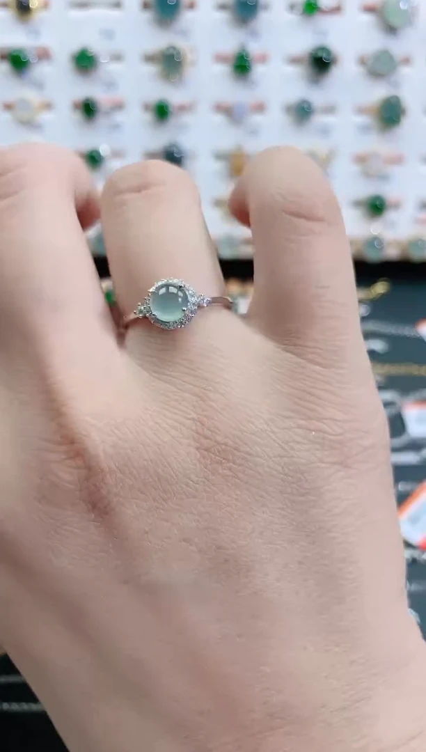 银S925镶嵌戒指翡翠天然翡翠