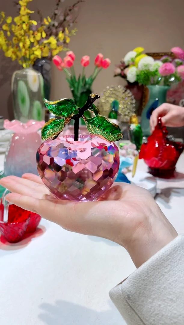【闪购商品】琉璃手工艺品  粉色 水晶苹果