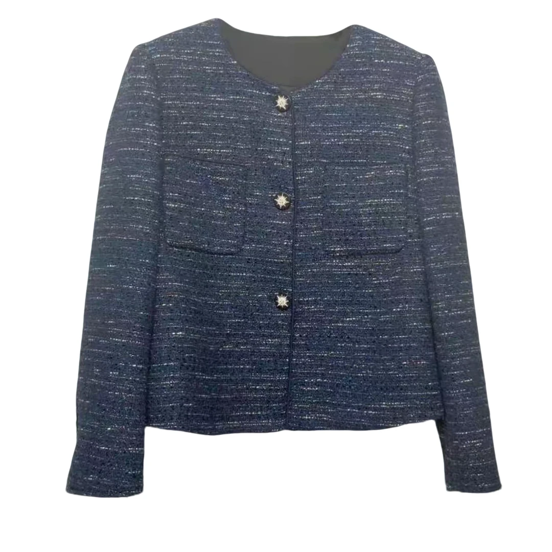 【深蓝色】 高定-轻奢经典小香风女春秋冬小香风外套百搭气质2402