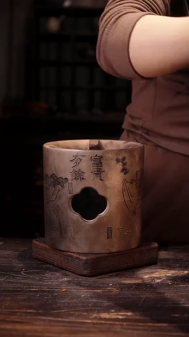 纯手工柴烧大海棠雕刻炉