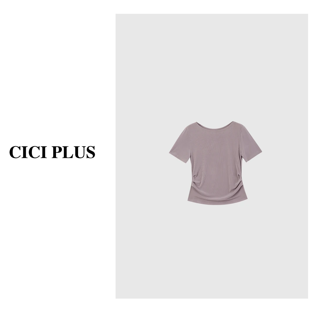 【CICI PLUS】 2025夏季“醋酸”设计感高级时尚百搭T恤25C6202