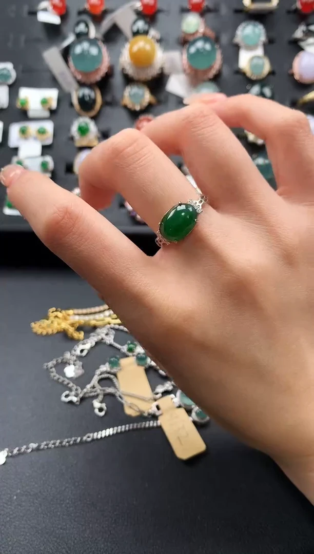 【闪购商品】翡翠戒指银S925镶嵌436436543