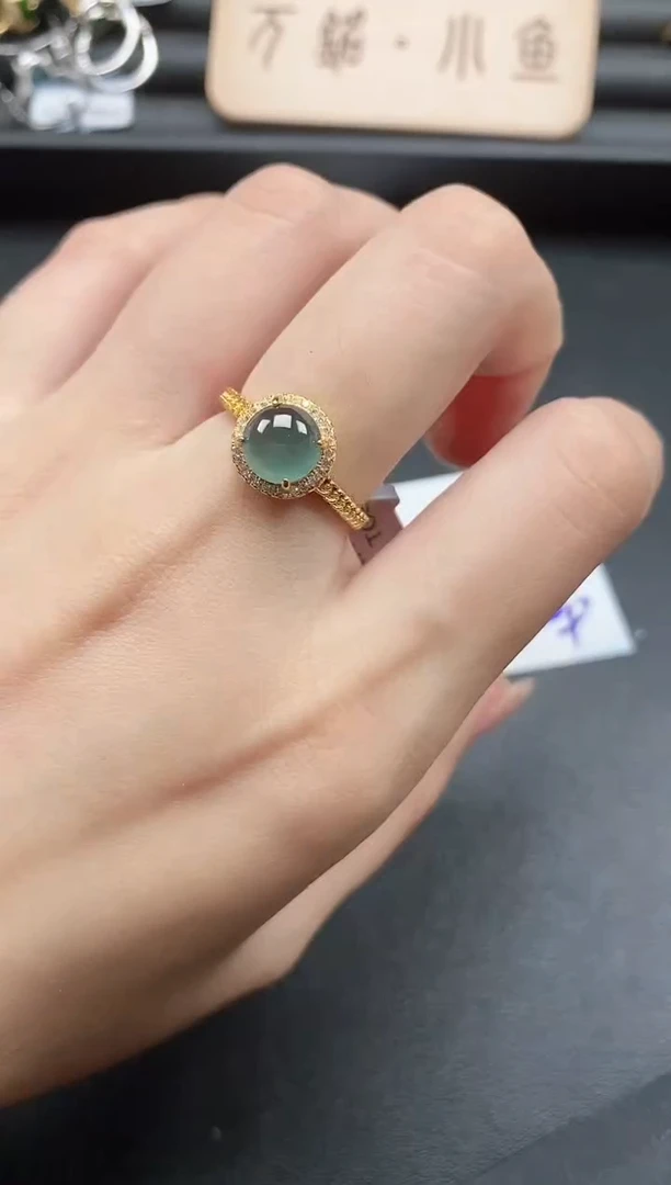 翡翠戒指银S925镶嵌5151-20