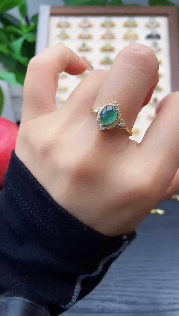 银S925镶嵌戒指翡翠12