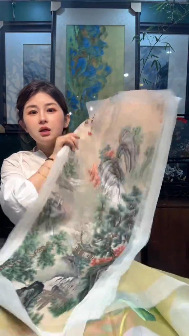刺绣非遗苏绣手工刺绣山水