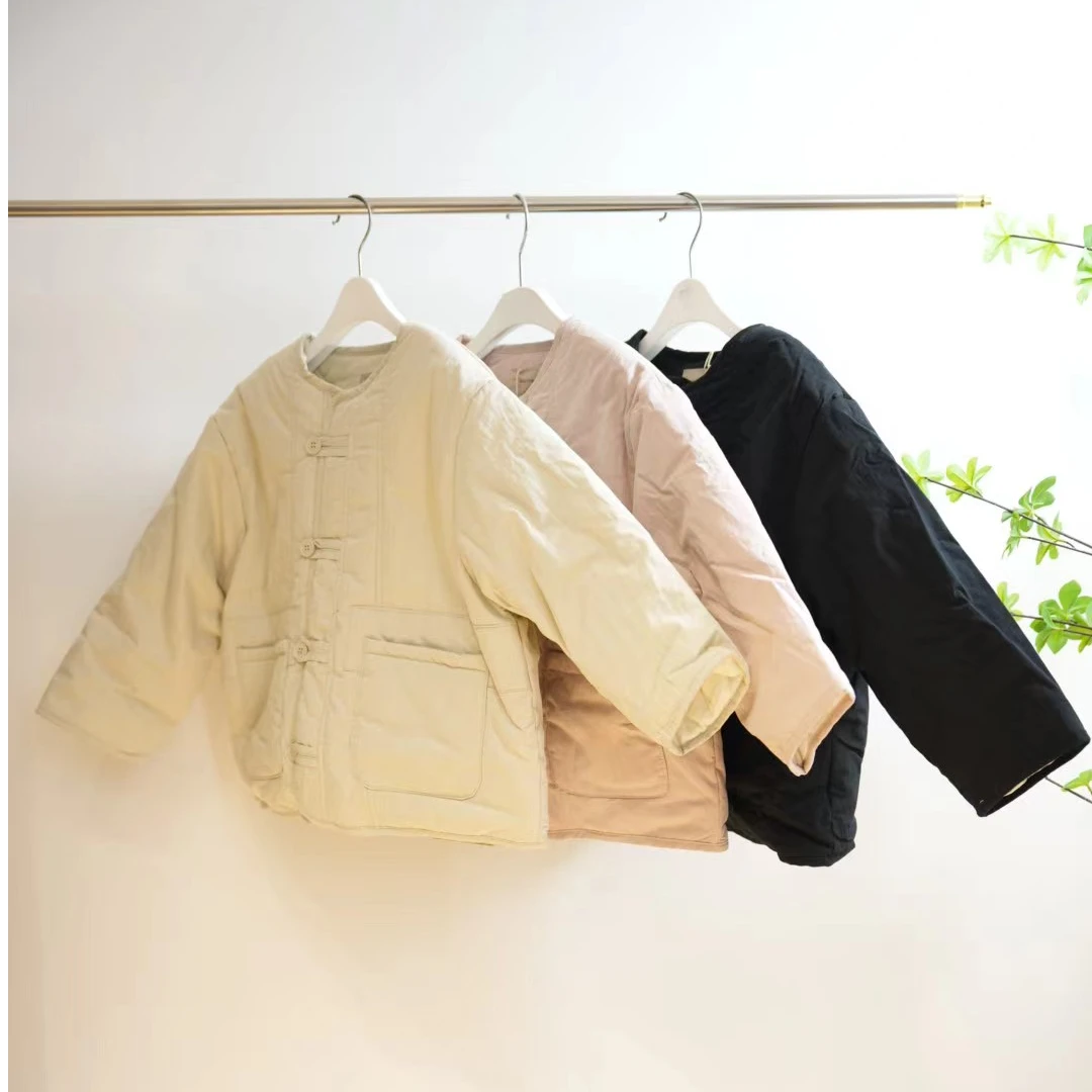 1-701一款三色儿童攀带扣棉服外套