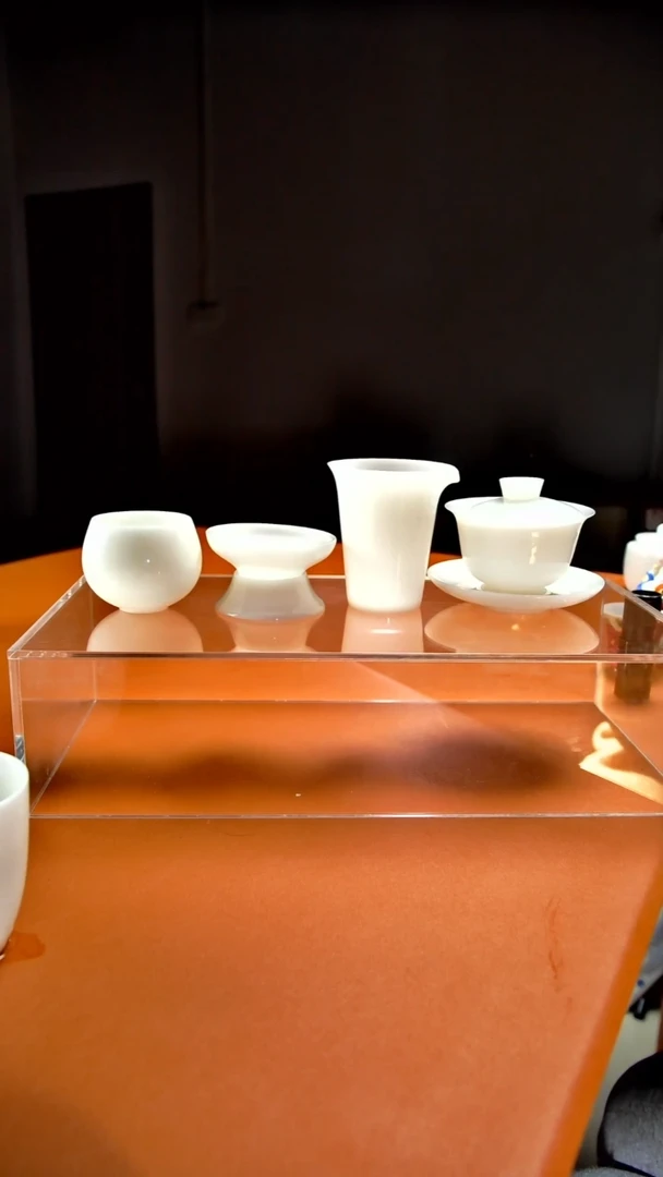 其他陶瓷《言泥陶瓷》高冰冰种璞玉系列 三才盖碗4件套