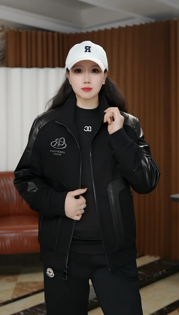 秋冬高端欧货时尚商务百搭轻奢高品质连帽休闲男士拼皮夹克外套