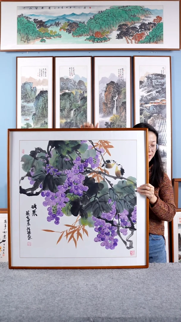 【闪购商品】国画汪琼《硕果》手绘带框83*83